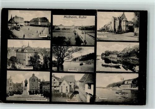 Mülheim Bahnhof Reichsbank Kaiser Friedrich-Denkmal Brücke Kahlenberg Bogenstrasse Schloss Broich Kanal Mehrfachaufnahme