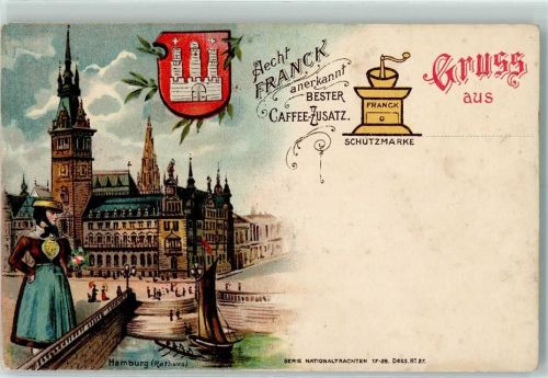 Hamburg 1899 Gruss aus Lithographie Franck Kaffee-Zusatz Serie Trachten Nr. 27