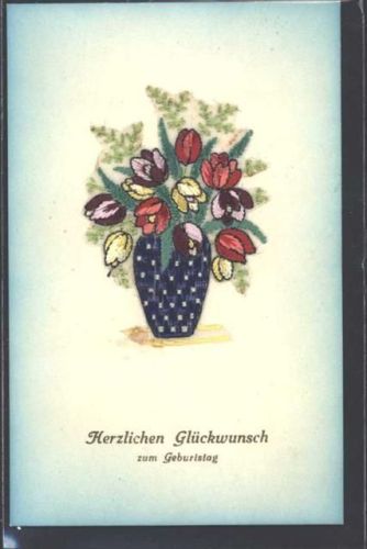 Seidenstick Geburtstag Blumenvase keine AK