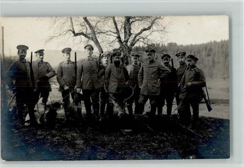 1916 WK I Jagd - Soldaten mit Jagdhunden und erlegtes Wild AK