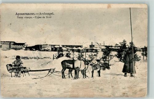 Archangelsk 1908 Types de Nord Rentiere Winter