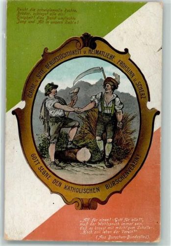 Katholischer Burschenverein und Liederkarte - Vereine AK