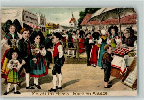 Nr. 13 Prägedruck - Messti im Elsass - Marktszene, Verlag Guggenheim 7855 AK