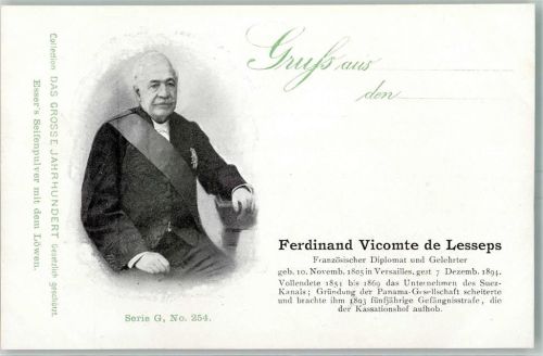 1900 Werbung Esser Seifenpulver Das Grosse Jahrhundert Serie G Nr. 254 Ferdinand de Lesseps Politik