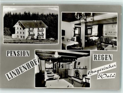 Regen Pension Lindenhof mit Innenansichten, gute Erhaltung AK