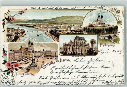 Linz 1899 Franz-Josef-Platz Mariendom Pöstlingberg