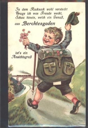 Berchtesgaden 1932 Wandern Rucksack AK