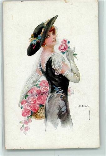 sign. Usabal Frau mit Rosen Verlag Erkal Serie 354-3 AK