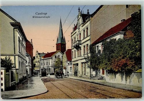 Castrop Wittenerstraße Straßenbahn Kutsche Kirche Geschäft