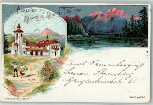 1897 Alpen Panorama Lithographie 1896