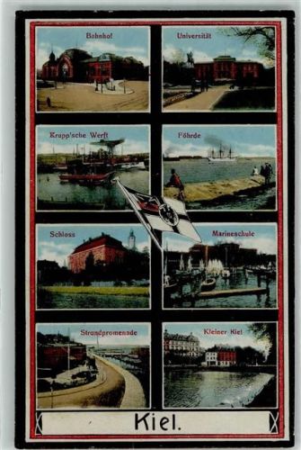 Kiel 1917 Krupp'sche Werft Universität Marineschule Bahnhof WK I