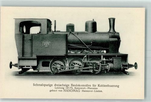 Schmalspurige dreiachsige Baulokomotive für Kohlenfeuerung Kennwort Plecostes Hanomag Pk 2108