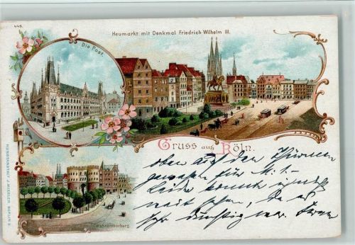 Köln Altstadt-Süd 101 Heumarkt mit Denkmal Friedrich Wilhelm III. Hahentorburg Post 3-Bildaufnahme