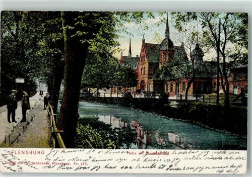 Flensburg 1908 Partie am Staatsbahnhof