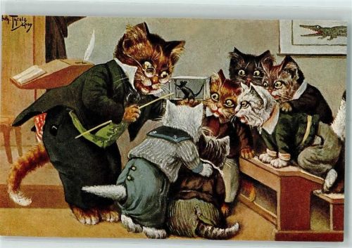 Schule Lehrer Katzen Tiere vermenschlicht