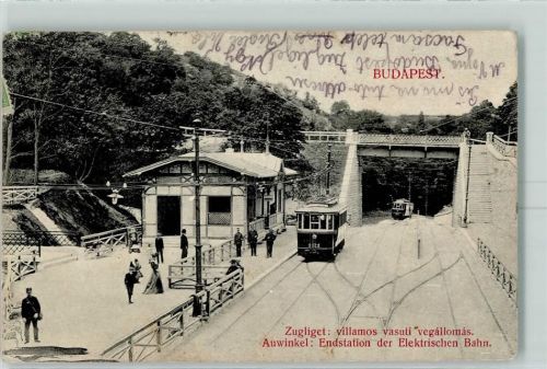Budapest 1910 Auwinkel Endstation der Elektrischen Bahn