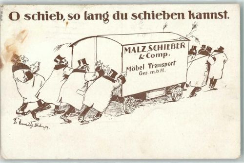1917 Möbelwagen Malzschieber GmbH Künstlerkarte