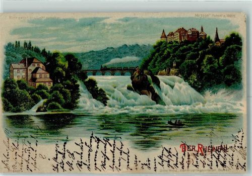Neuhausen am Rheinfall Gruss aus Lithographie Der Rheinfall