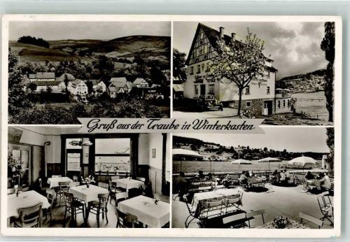 Winterkasten Gasthaus-Pension zur Traube Gastraum Terrasse Oldtimer