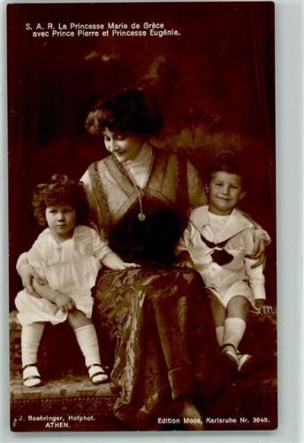 S. A. R, La Princesse Marie de Grece avex Prince Pierre et Princesse Eugenie Prinzessin Marie von Griechenland mit Prinz Pierre und Prinzessin Eugenie Edition Moss Nr 3649 Adel Griechenland