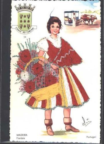 Funchal Wappen Tracht Künstlerkarte AK