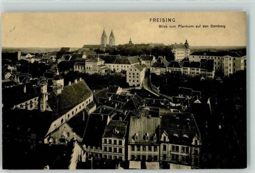 Freising 1909 Blick vom Pfarrturm auf den Domberg