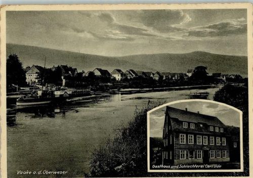 Vaake 1938 Gasthaus und Schlachterei Carl Ude , Raddampfer