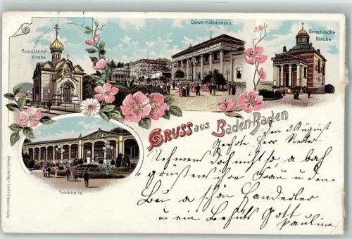 Baden-Baden 1897 Russische Kirche Trinkhalle Griechische Kirche Conversationshaus