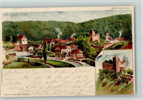 Regen 1900 Verlag Ernst Haug - Künstler Postkarte Nr. 16 AK Ruine , Burg , gute Erhaltung AK
