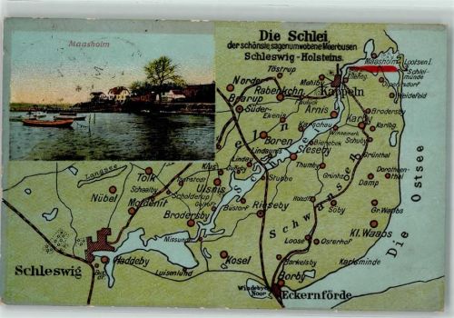 Maasholm Vogelschau Die Schlei Maasholm Fischerboote Landkarte