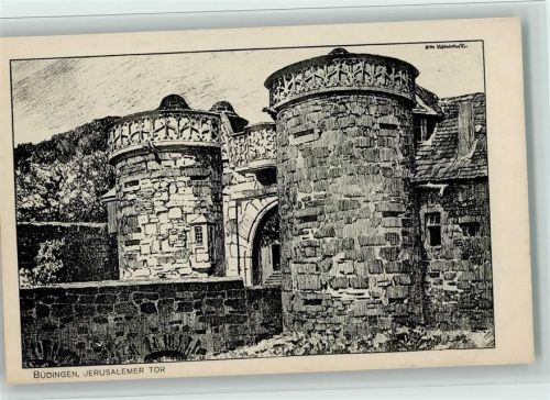 Büdingen Federzeichnung Nr. 2 - Gustav Mandt , gute Erhaltung