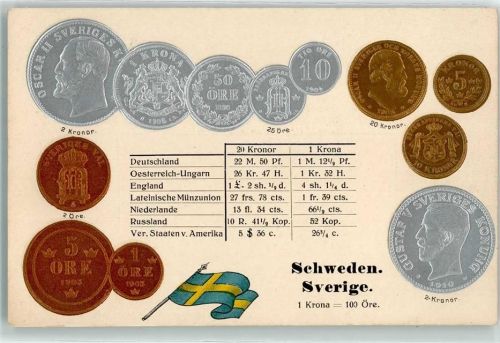 Nationalflagge Münze auf AK Prägedruck
