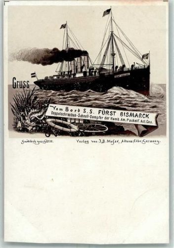 1900 S.S. Fürst Bismarck Lithographie AK