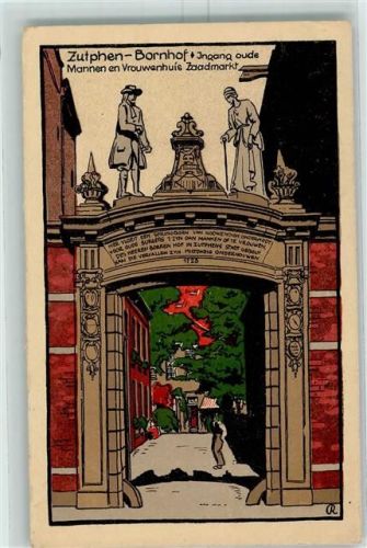 Zutphen Bornhof Ingang oude Mannen en Vrouwenhuis Zaadmarkt sign. R