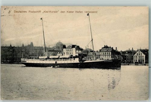 Kiel 1911 Deutsches Postschiff "Kiel-Korsör" AK