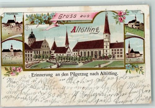 Altötting 1901 Gruss aus - Lithographie