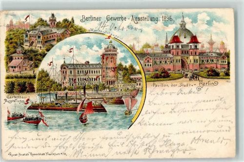 Treptow 1896 Gewerbe-Ausstellung 1896 Marine Schauspiel Gartenbau-Ausstellung Pavillon der Stadt Vorläufer
