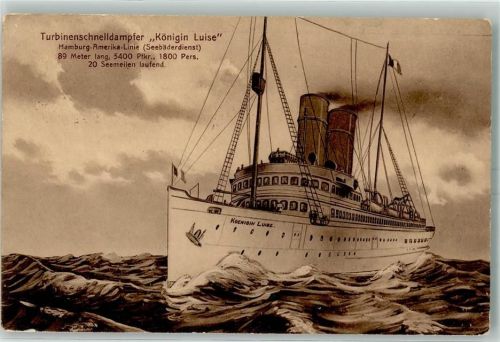 1914 Turbinenschnelldampfer Königin Luise Seebäderdienst Seepoststempel