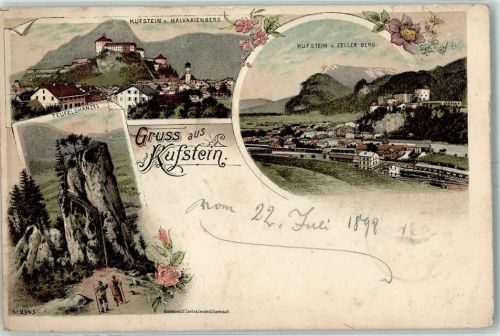 Kufstein 1898 Kalvarienberg Teufelskanzel Zeller Berg Lithographie