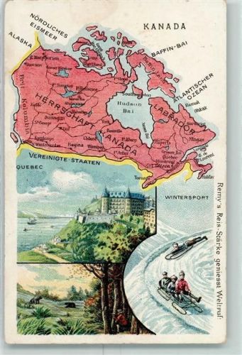 Quebec Landkarte Kanada Wintersport Schlitten Bob