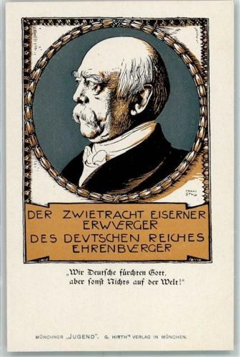 1900 sign. Franz Stuck - Bismarck Spruch AK
