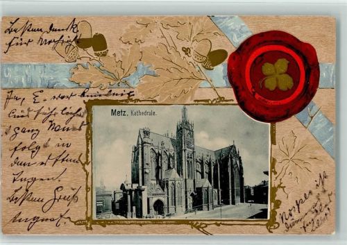 Metz 1901 Kathedrale Siegel Vierblättriges Kleeblatt Prägedruck