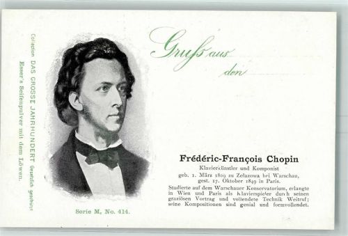 Warschau Warszawa Das grosse Jahrhunder Werbung Essers Seifenpulver Serie M Nr. 414 Frederic-Francois Chopin Zelazowa Chopin, F.