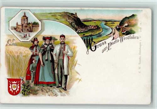 Porta Westfalica 1898 Gruss aus - Teachten, Wappen AK