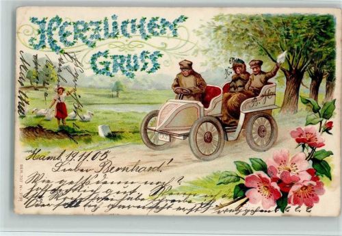 1905 Vergissmeinnicht Buchstaben - Automobil mit Chauffeur