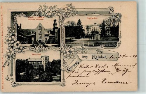 Reinbek 1899 Gruss aus Sophienbad , Schloss, Nancythal AK