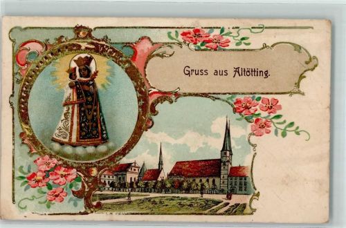 Altötting 1910 Gnadenbild Blumen