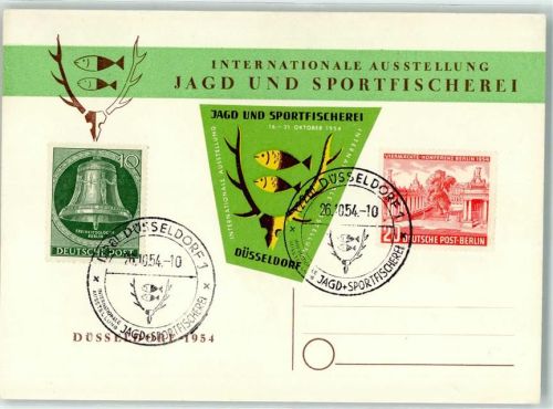Düsseldorf 1954 Jagd und Sportfischerei Ausstellung AK