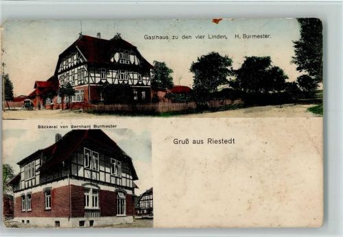 Riestedt 1922 Gasthaus zu den vier Linden , Bäckerei, AK