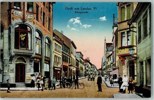 Landau 1919 Straße Königstr. Wiener Cafe AK